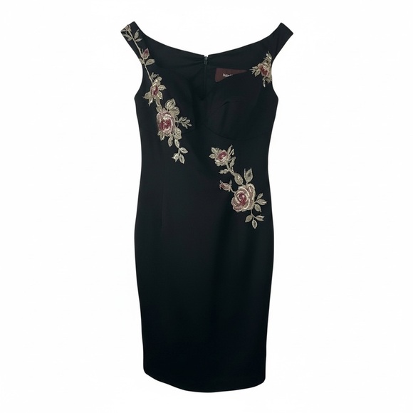 Morley Dresses & Skirts - Helen Morley Elegant Black Floral Handcrafted Embroidered Dress Size 10